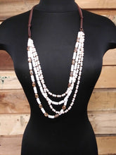 Load image into Gallery viewer, Beaded layered Necklace with Leather Cord