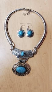 Silver Collar Vintage Choker Necklace/Earrings