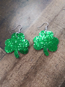 St. Patrick Shamrock Glitter Earrings