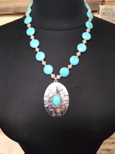 Chunky Turquoise Necklace W/Silver