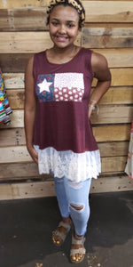 Texas Flag Flower Lace Tank Top