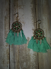 Load image into Gallery viewer, Gold Floral Tassel Earrings