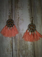 Load image into Gallery viewer, Gold Floral Tassel Earrings