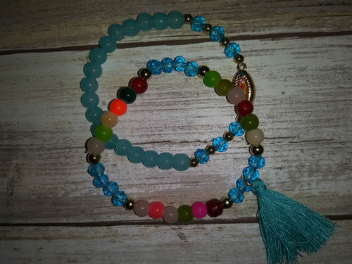 Bead & Tassel Bracelet Set