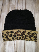 Load image into Gallery viewer, Leopard Messy Bun Beanie