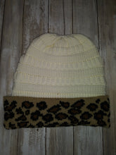 Load image into Gallery viewer, Leopard Messy Bun Beanie