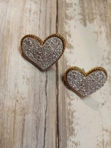 Gold Crystal Heart Earrings