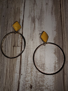 Mustard Stone Hoop Earrings ER1104MUS