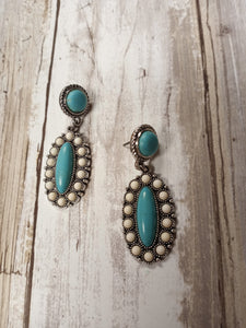 Turquoise & White Stone earrings ER1052TQWT