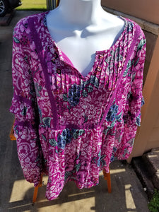 Plum Floral & Lace Double Layer Shirt
