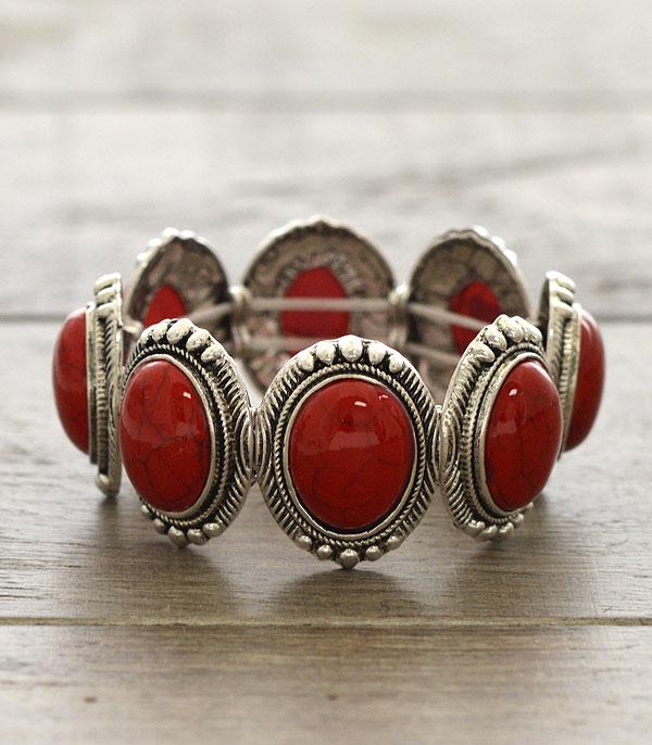 Silver & Red Turquoise Bracelet BRA1747RD