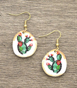 Cactus Earrings with Gold Hooks ER2782AS