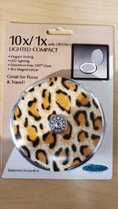 10X/1X Lighted Compact Mirror W/Crystals