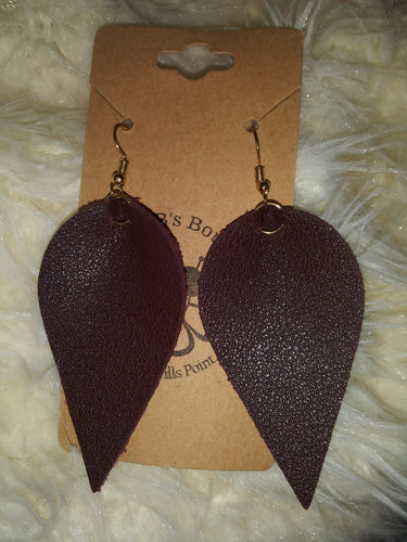 Maroon Teardrop Earrings With Gold