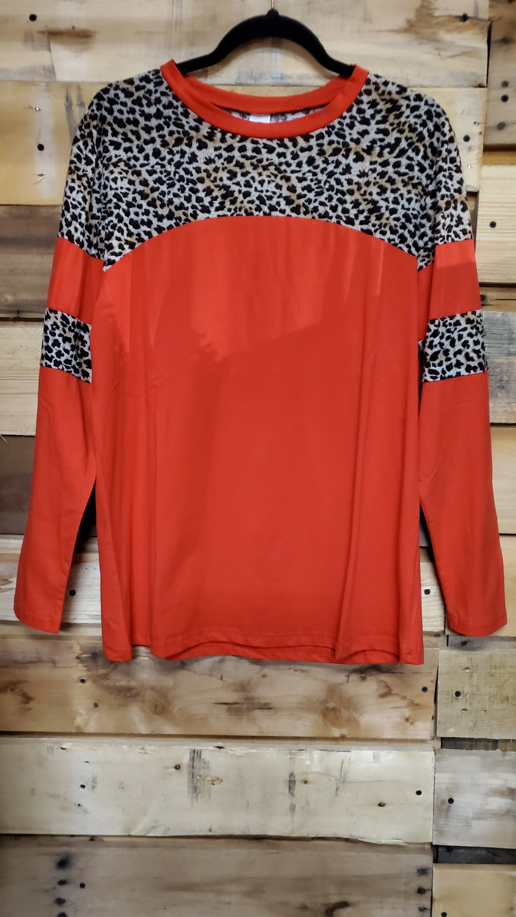 Long Sleeve Leopard Top with Stripe 10087