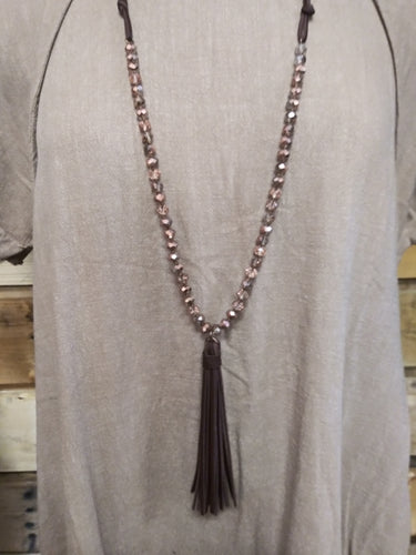 Sparkle Bead And Leather Necklace 72268