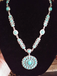 Turquoise Concho Oval Necklace