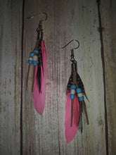 Load image into Gallery viewer, Beaded Feather Earrings