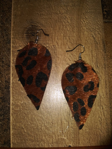 Leopard Upside Teardrop Earrings