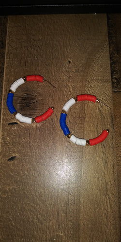 Patriotic Beaded Hoop Earrings