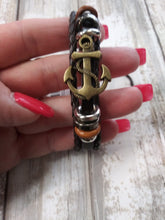 Load image into Gallery viewer, Leather Anchor Bracelet