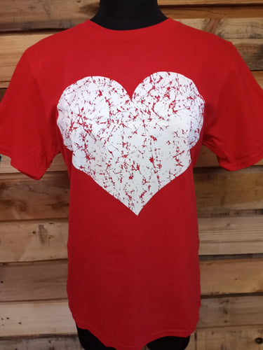 Red with White Heart Valentine's Tee