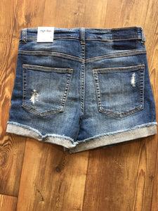 Distressed Folded Denim Shorts