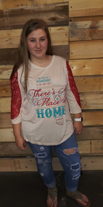 No Place Like Home Tee W/Red Sleeves