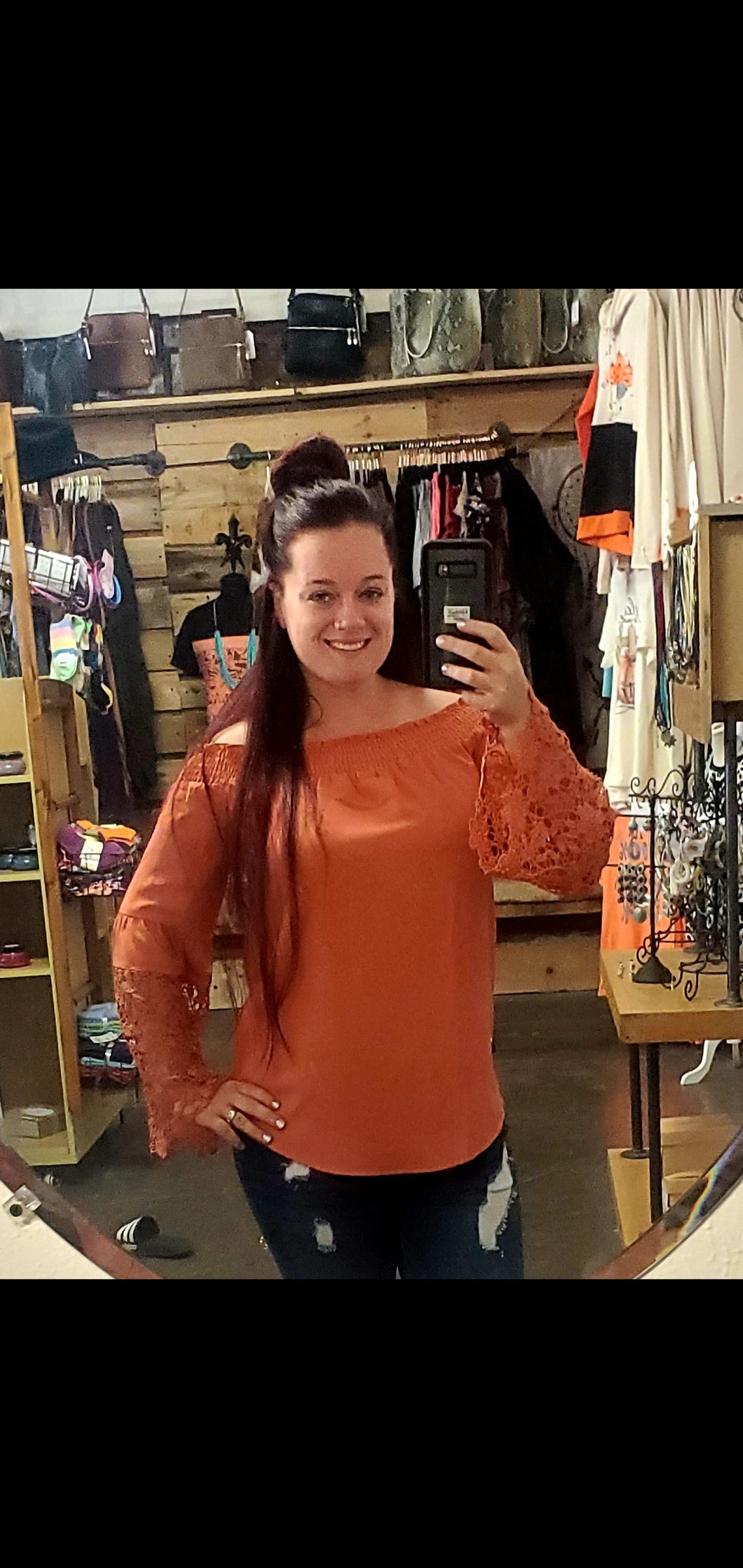 Orange Off Shoulder Top