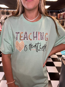Mint Teaching Is Heart Work Tee