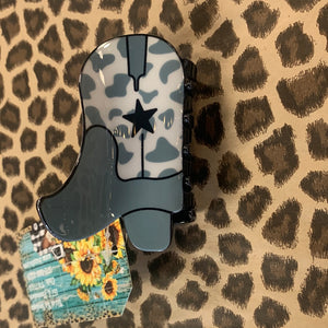 Cowboy Hat/Boots Print Hair Clip