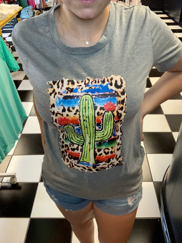 Leopard Cactus Sunflower Tee