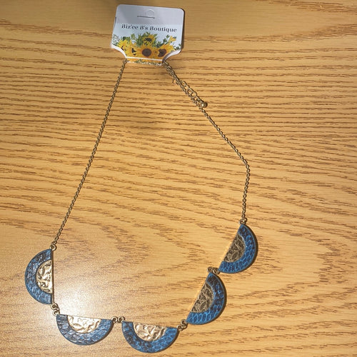 Blue Snakeskin Half Moon Necklace