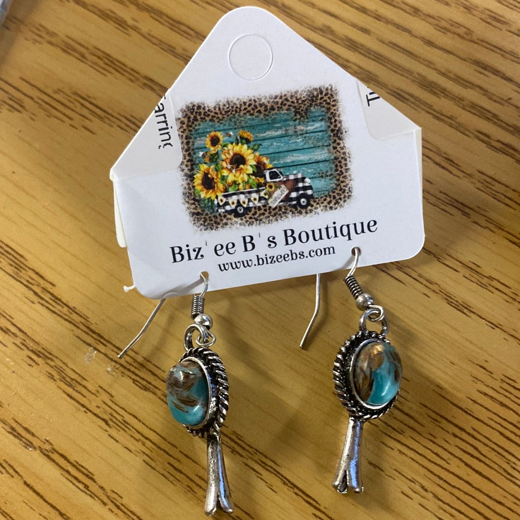 Turquoise Marbled Bead Earrings