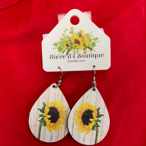 Wooden Sunflower Earrings 1277320