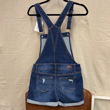 Load image into Gallery viewer, Distressed Rolled Denim Overall Shorts