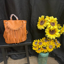 Load image into Gallery viewer, Faux Leather &amp; Fringe Backpack