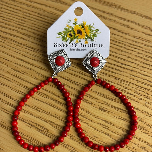 Turquoise Colored Beaded Loop Earrings