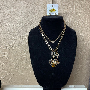 Love & Key Leopard Necklace Set