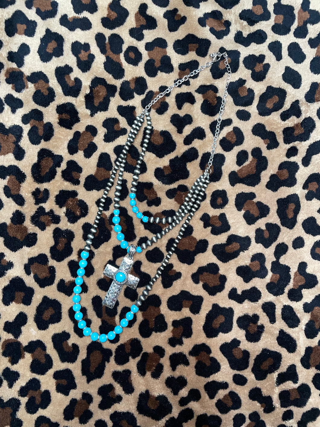 Triple Layer Turquoise and Silver Necklace