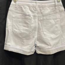 Load image into Gallery viewer, High Rise White Destroy Roll Cuff Shorts V7156W