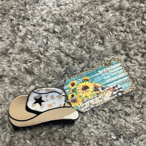 Cowboy Hat/Boots Print Hair Clip