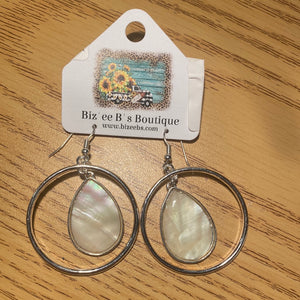 Circle Pearl Teardrop Earrings