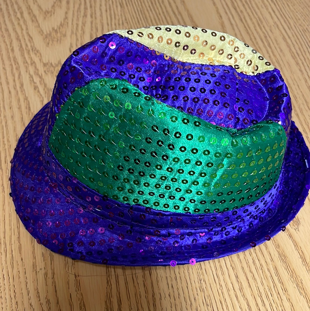Mardi Gras Sequin Fedora Fleur De Lis Hat