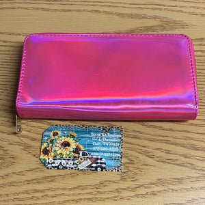 Neon Holographic Single Zipper Wallet