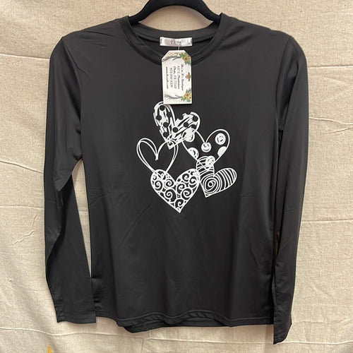 Hearts Print T-Shirt Long Sleeve T131 JUNIORS