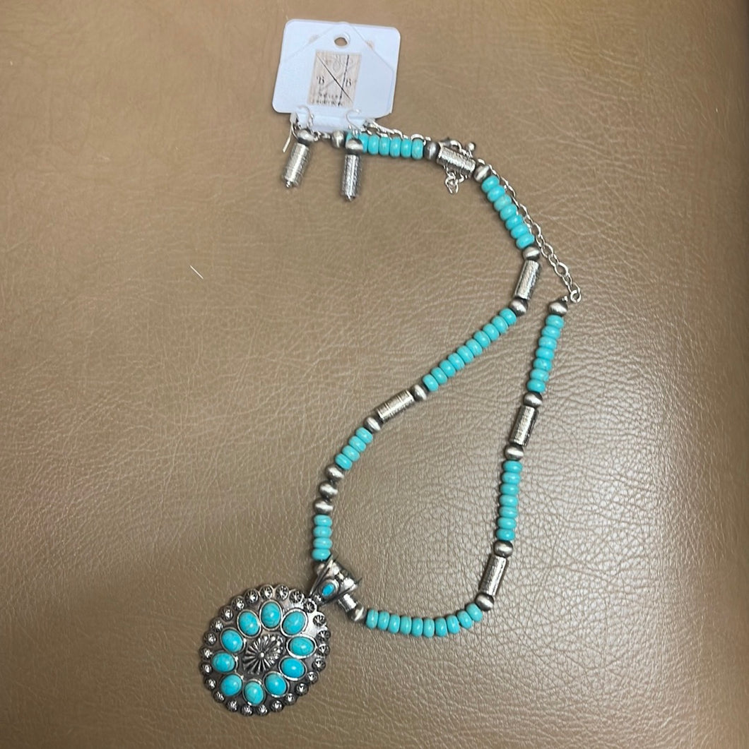 Skylar Turquoise Beaded Naja Necklace Set