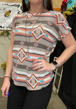 Load image into Gallery viewer, MULTI COLOR AZTEC PRINT SHORT SLEEVE TOP